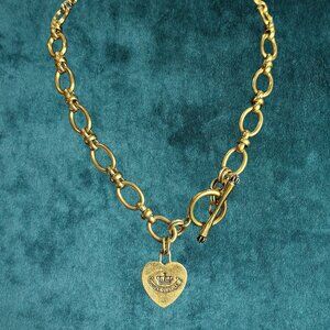 Y2K JUICY COUTURE GOLD TONE HEART TOGGLE NECKLACE